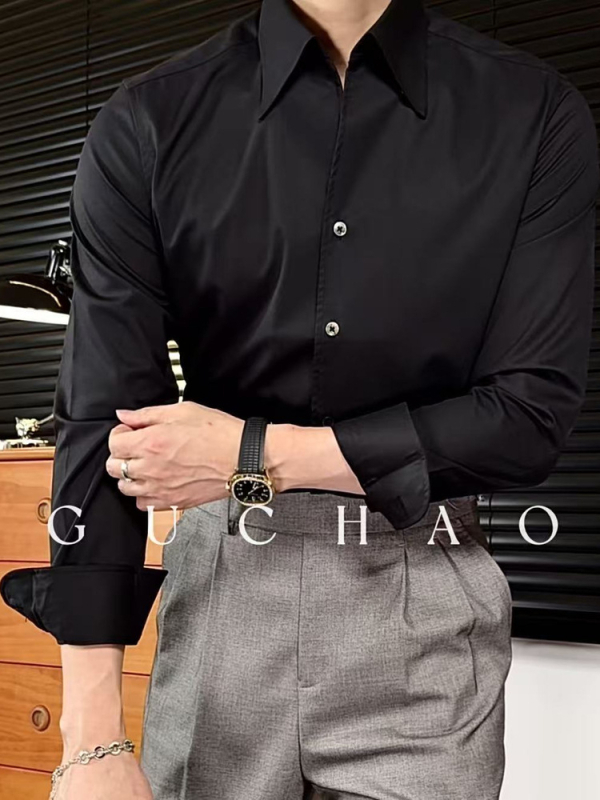 2026 Νέο ανδρικό πουκάμισο με μακριά μανίκια, business casual, στενή γραμμή, χωρίς σιδέρωμα, ανθεκτικό στις τσαλακώσεις