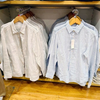 Unisex πουκάμισο από γαλλικό λινό με ρίγες, ελαφρύ μακρυμάνικο πουκάμισο για την άνοιξη 2025