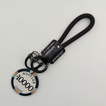Breloc din piele de vită cu zar ceramic, talisman norocos pentru mașină, pandant personalizat pentru cuplu