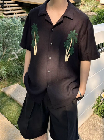 Coconut Tree αντρικό κοντομάνικο πουκάμισο, καλοκαίρι 2026, μόδα, στιλάτο, απλό, casual, χαλαρή γραμμή