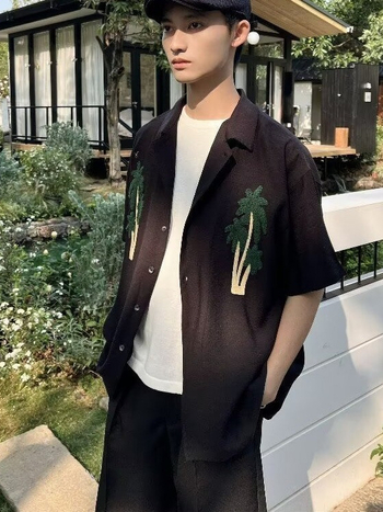 Coconut Tree αντρικό κοντομάνικο πουκάμισο, καλοκαίρι 2026, μόδα, στιλάτο, απλό, casual, χαλαρή γραμμή