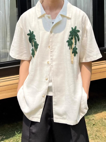 Coconut Tree αντρικό κοντομάνικο πουκάμισο, καλοκαίρι 2026, μόδα, στιλάτο, απλό, casual, χαλαρή γραμμή