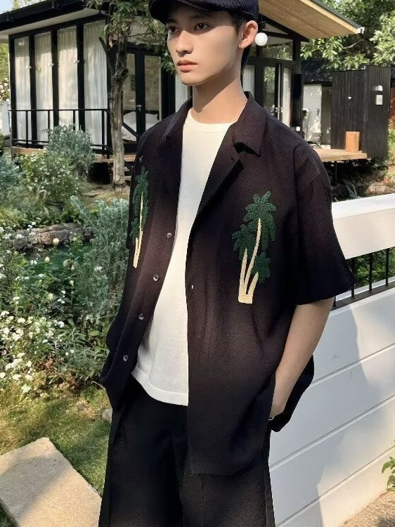 Coconut Tree αντρικό κοντομάνικο πουκάμισο, καλοκαίρι 2026, μόδα, στιλάτο, απλό, casual, χαλαρή γραμμή
