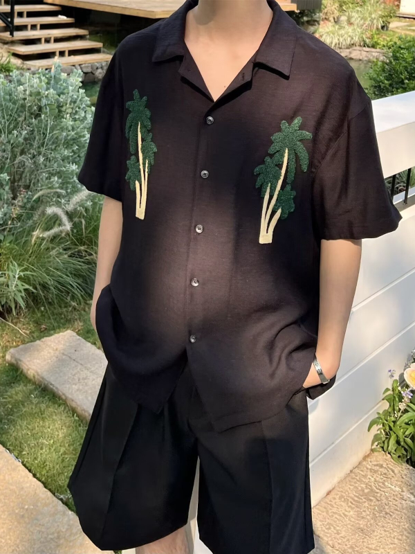 Coconut Tree αντρικό κοντομάνικο πουκάμισο, καλοκαίρι 2026, μόδα, στιλάτο, απλό, casual, χαλαρή γραμμή