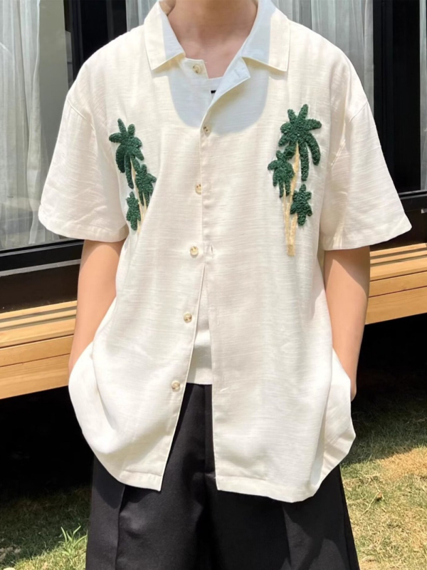 Coconut Tree αντρικό κοντομάνικο πουκάμισο, καλοκαίρι 2026, μόδα, στιλάτο, απλό, casual, χαλαρή γραμμή