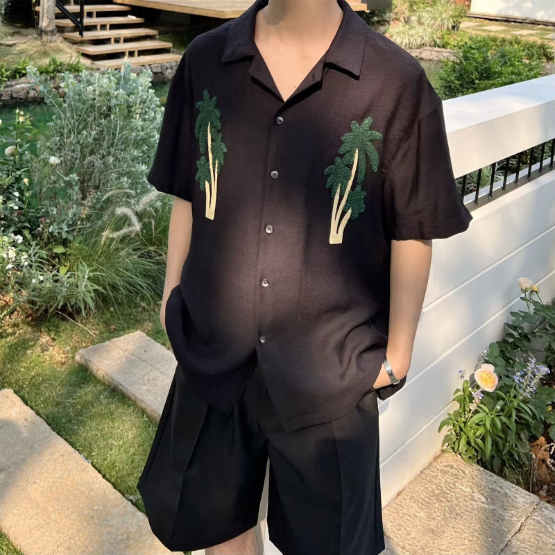 Coconut Tree αντρικό κοντομάνικο πουκάμισο, καλοκαίρι 2026, μόδα, στιλάτο, απλό, casual, χαλαρή γραμμή