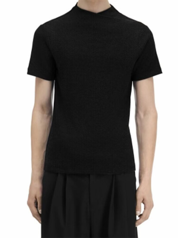 Σκούρο γκρι Cleanfit κοντομάνικο T-shirt για άνδρες, με στρογγυλή λαιμόκοψη, καλοκαίρι, αστικός υψηλής αισθητικής