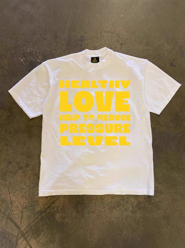 Ανδρικό oversized T-shirt σε αμερικάνικο στυλ με εκτύπωση με μεγάλα γράμματα, 250 g βαμβάκι, κοντό μανίκι
