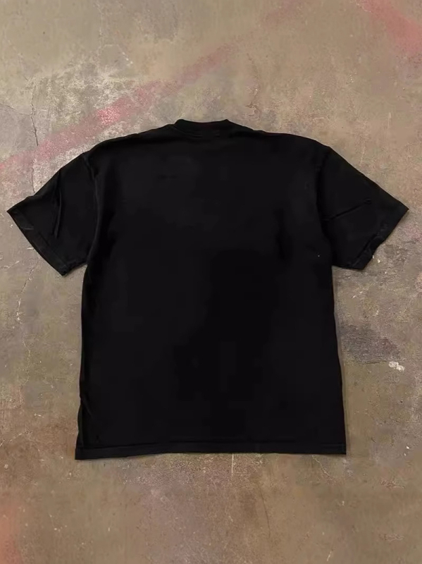 Ανδρικό oversized T-shirt σε αμερικάνικο στυλ με εκτύπωση με μεγάλα γράμματα, 250 g βαμβάκι, κοντό μανίκι