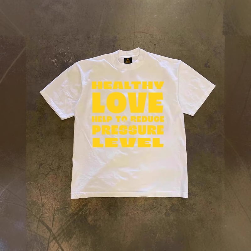 Ανδρικό oversized T-shirt σε αμερικάνικο στυλ με εκτύπωση με μεγάλα γράμματα, 250 g βαμβάκι, κοντό μανίκι