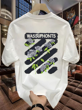Μπλουζάκι από 100% βαμβάκι με λαιμό crewneck, χαλαρή γραμμή, κοντά μανίκια, εκτύπωση καρτούν, unisex, καλοκαίρι, καθημερινό casual