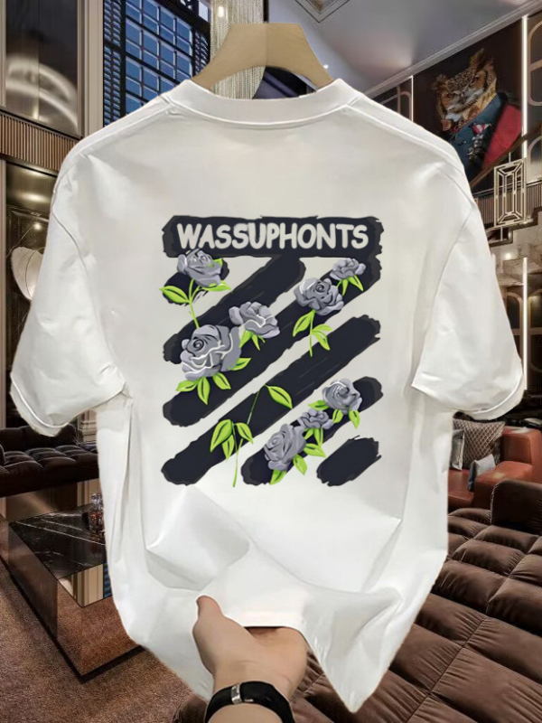Μπλουζάκι από 100% βαμβάκι με λαιμό crewneck, χαλαρή γραμμή, κοντά μανίκια, εκτύπωση καρτούν, unisex, καλοκαίρι, καθημερινό casual