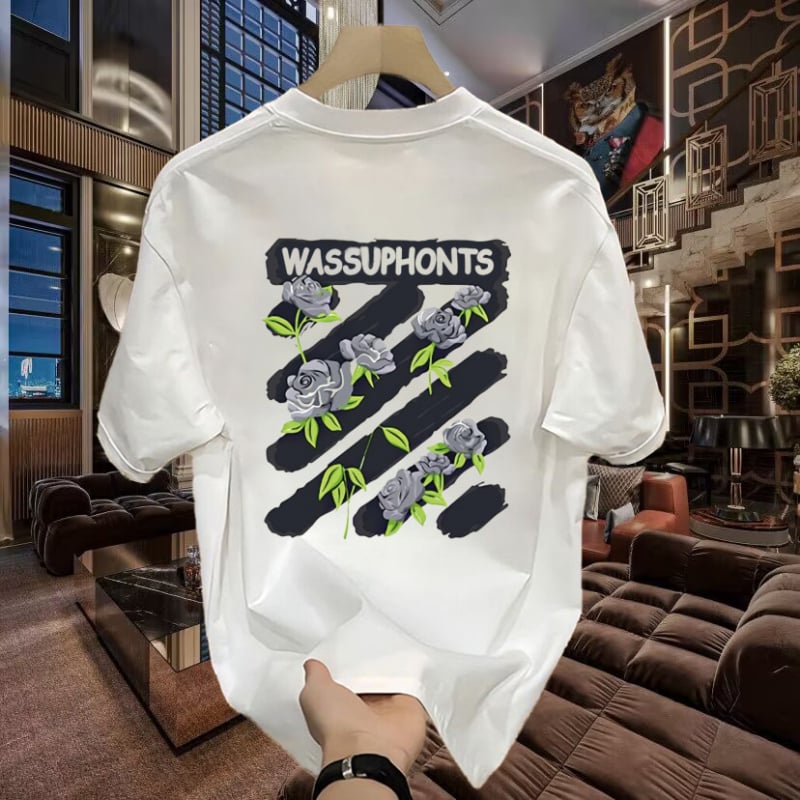 Μπλουζάκι από 100% βαμβάκι με λαιμό crewneck, χαλαρή γραμμή, κοντά μανίκια, εκτύπωση καρτούν, unisex, καλοκαίρι, καθημερινό casual