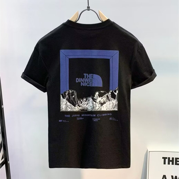 Ανδρικό κοντομάνικο T‑shirt από 100% βαμβάκι, στρογγυλό λαιμό, ελαφριά πολυτέλεια, καλοκαιρινό εκτυπωμένο σχέδιο