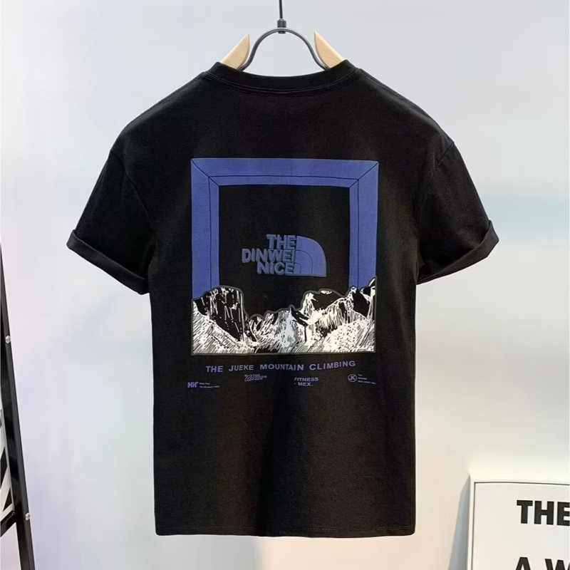 Ανδρικό κοντομάνικο T‑shirt από 100% βαμβάκι, στρογγυλό λαιμό, ελαφριά πολυτέλεια, καλοκαιρινό εκτυπωμένο σχέδιο