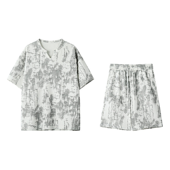 Αμερικανικού στυλ T-shirt με tie-dye και V-neck για καλοκαίρι, χαλαρή γραμμή streetwear
