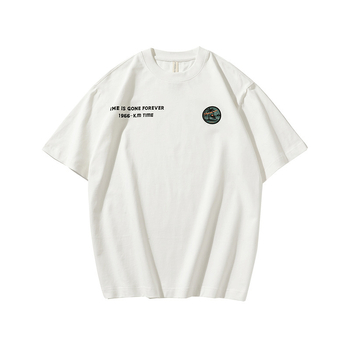 Ανδρικό βαριά κοντομάνικο T-shirt, μεγάλο μέγεθος, καλοκαίρι 2024, αμερικανικό στυλ, λευκό.