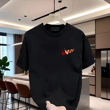 Ανδρική μπλούζα T-shirt με στρογγυλό λαιμό, κοντά μανίκια, εκτύπωση με κινούμενα σχέδια, κόκκινη, καλοκαιρινή μόδα