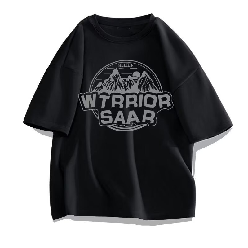 Ανδρικό βαρέως βάρους κοντομάνικο T-shirt, εμπνευσμένο από αμερικανικό streetwear, καλοκαιρινό στυλ με Χονγκ Κονγκ ατμόσφαιρα, casual και ευέλικτο
