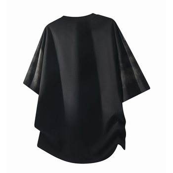 Ανδρική καλοκαιρινή T‑shirt με φαρδιά γραμμή, κοντά μανίκια, στρογγυλή λαιμόκοψη, βαμβακό-μείγμα, casual, μοντέρνο στυλ