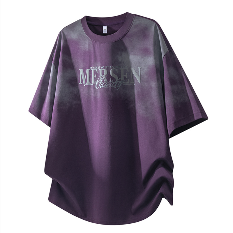 Ανδρική καλοκαιρινή T‑shirt με φαρδιά γραμμή, κοντά μανίκια, στρογγυλή λαιμόκοψη, βαμβακό-μείγμα, casual, μοντέρνο στυλ