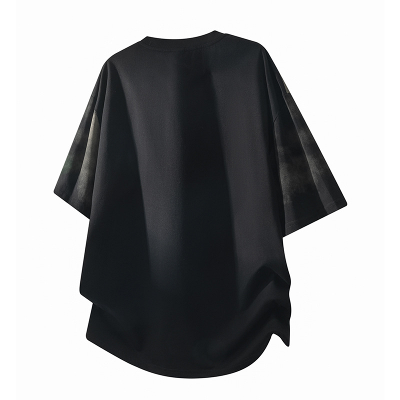 Ανδρική καλοκαιρινή T‑shirt με φαρδιά γραμμή, κοντά μανίκια, στρογγυλή λαιμόκοψη, βαμβακό-μείγμα, casual, μοντέρνο στυλ
