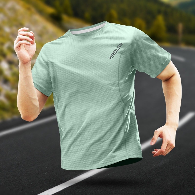 Ανδρικό T-shirt γρήγορου στεγνώματος με δίκτυο Ice Silk, διαπνέον, κοντομάνικη για τρέξιμο και προπόνηση
