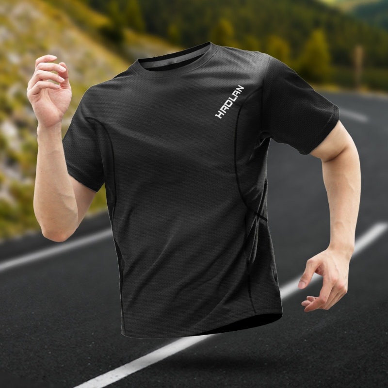 Ανδρικό T-shirt γρήγορου στεγνώματος με δίκτυο Ice Silk, διαπνέον, κοντομάνικη για τρέξιμο και προπόνηση