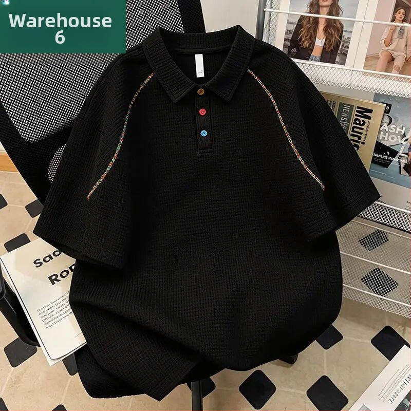 Pánske polo tričko s klopovým golierom, krátkym rukávom, letné ležérne, voľný strih, top v americkom štýle pre outdoorové športy