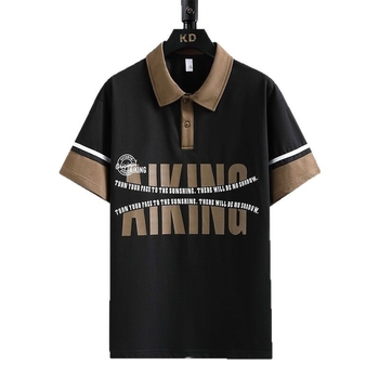 2025 Ανδρικό κοντομάνικο T‑shirt με γιακά τύπου πέτο, καλοκαιρινό casual top