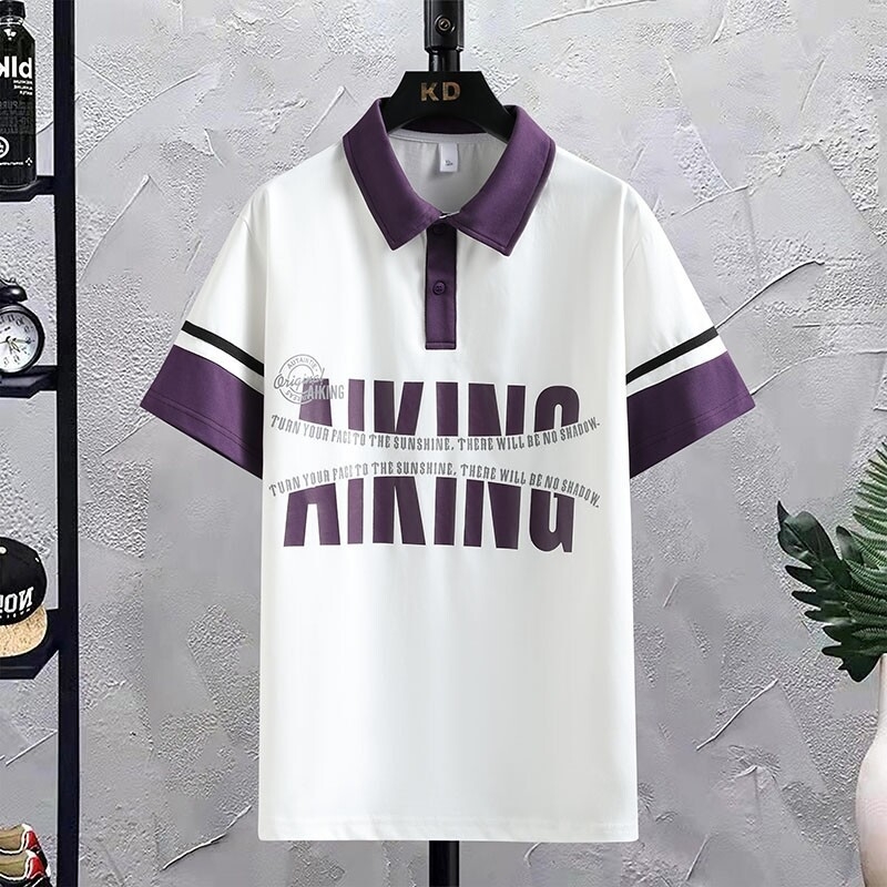 2025 Ανδρικό κοντομάνικο T‑shirt με γιακά τύπου πέτο, καλοκαιρινό casual top