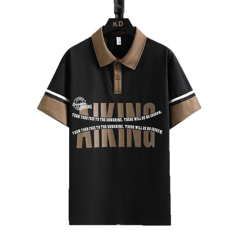 2025 Ανδρικό κοντομάνικο T‑shirt με γιακά τύπου πέτο, καλοκαιρινό casual top