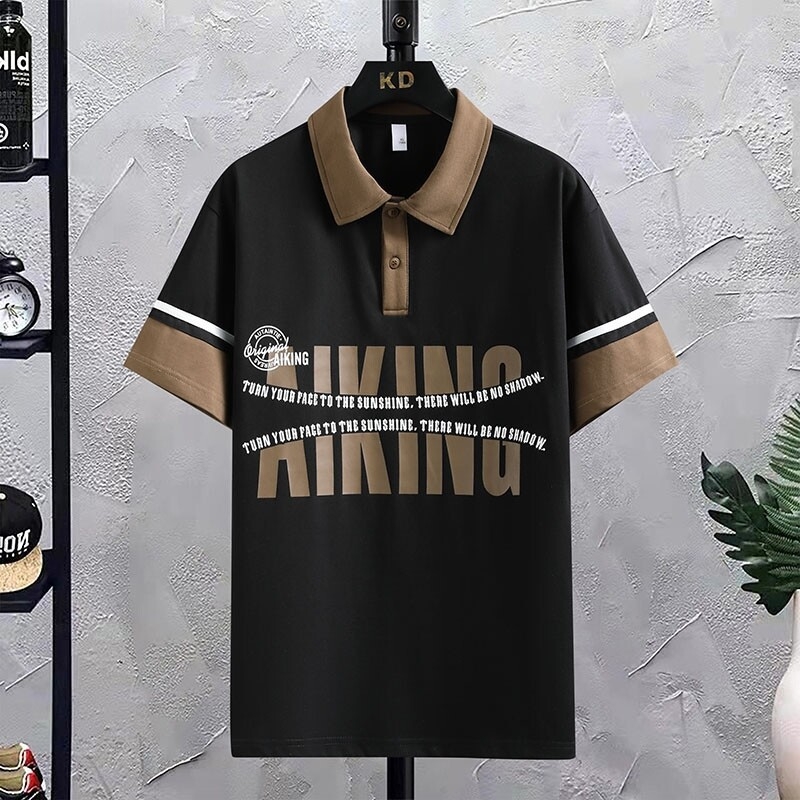 2025 Ανδρικό κοντομάνικο T‑shirt με γιακά τύπου πέτο, καλοκαιρινό casual top