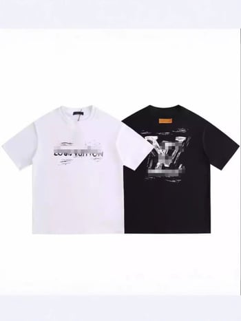 Unisex βαμβακερή T-shirt με εκτύπωση γκράφιτι, χαλαρή γραμμή, κοντά μανίκια, καλοκαίρι