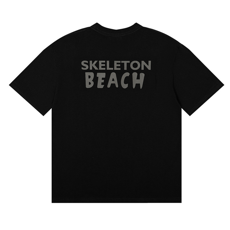GD Βαμβακερό T‑shirt με κοντά μανίκια και σχέδιο ρόδου στο χέρι, ανδρικός loose fit, Harajuku στυλ