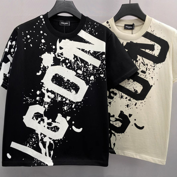DT055 T-shirt με χαλαρή γραμμή από βαμβάκι, Ink Dot Icon, στρογγυλός λαιμός, κοντό μανίκι, 240 g