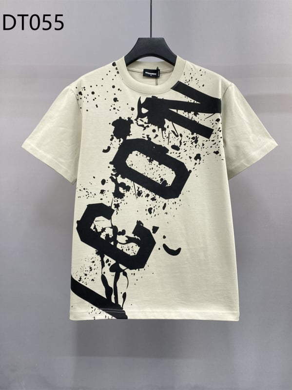 DT055 T-shirt με χαλαρή γραμμή από βαμβάκι, Ink Dot Icon, στρογγυλός λαιμός, κοντό μανίκι, 240 g