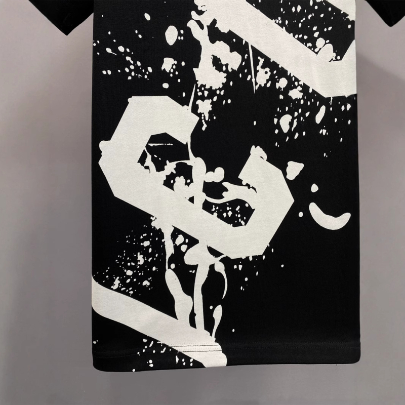 DT055 T-shirt με χαλαρή γραμμή από βαμβάκι, Ink Dot Icon, στρογγυλός λαιμός, κοντό μανίκι, 240 g