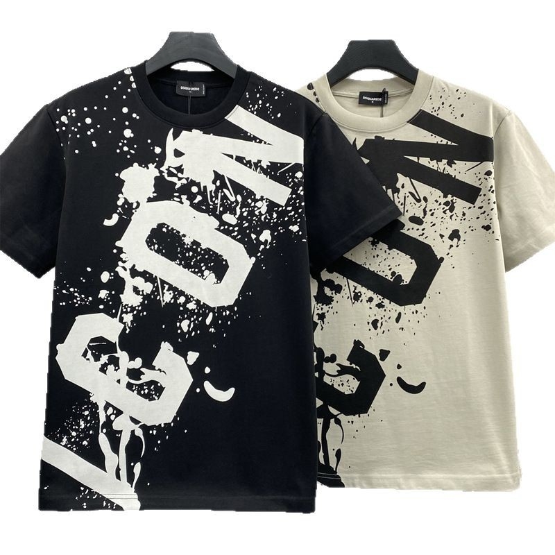 DT055 T-shirt με χαλαρή γραμμή από βαμβάκι, Ink Dot Icon, στρογγυλός λαιμός, κοντό μανίκι, 240 g