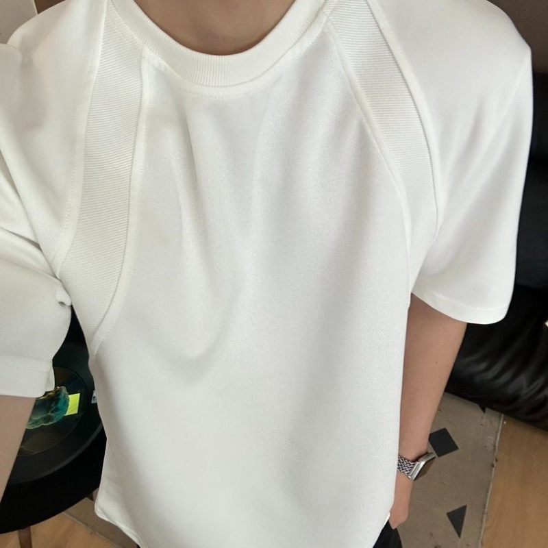 Ανδρικό T‑shirt με ραγκλάν μανίκια, κοντό μανίκι, από ύφασμα space cotton, σκούρο γκρι, καλοκαίρι