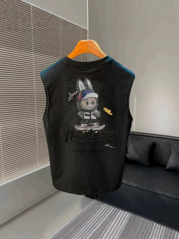 Ανδρικό αμάνικο T‑shirt σε Αμερικανικό στυλ, καλοκαιρινό αθλητικό τοπ, unisex, 100% βαμβάκι