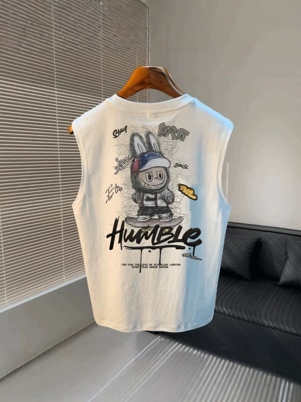 Ανδρικό αμάνικο T‑shirt σε Αμερικανικό στυλ, καλοκαιρινό αθλητικό τοπ, unisex, 100% βαμβάκι