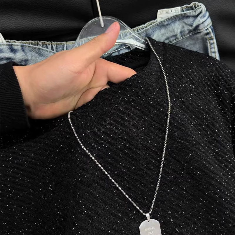 Ανδρικό κοντομάνικο T‑shirt για το καλοκαίρι με αίσθηση υψηλής ποιότητας, στυλάτο και κομψό, βαρύ twill σχέδιο σε αμερικάνικο ύφος, κανονικοί ώμοι, κοντά μανίκια