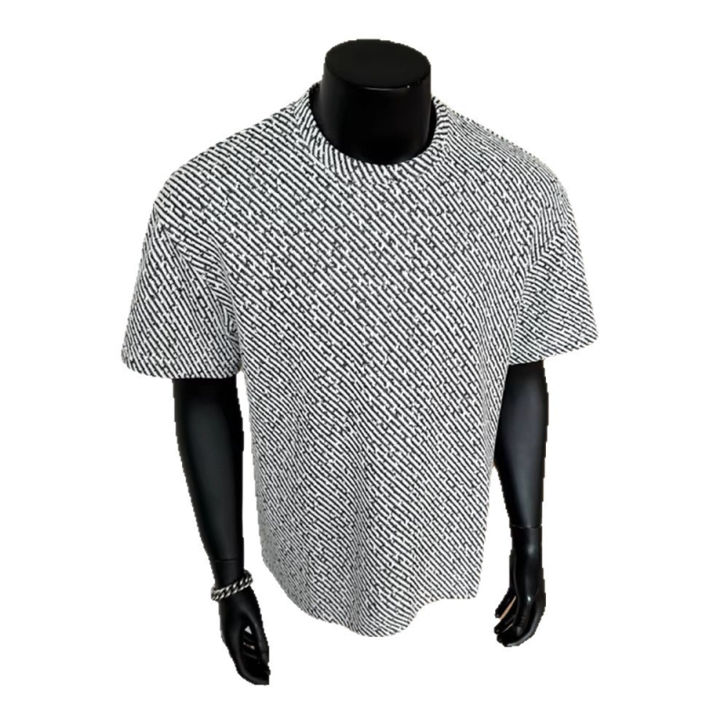 Ανδρικό κοντομάνικο T‑shirt για το καλοκαίρι με αίσθηση υψηλής ποιότητας, στυλάτο και κομψό, βαρύ twill σχέδιο σε αμερικάνικο ύφος, κανονικοί ώμοι, κοντά μανίκια