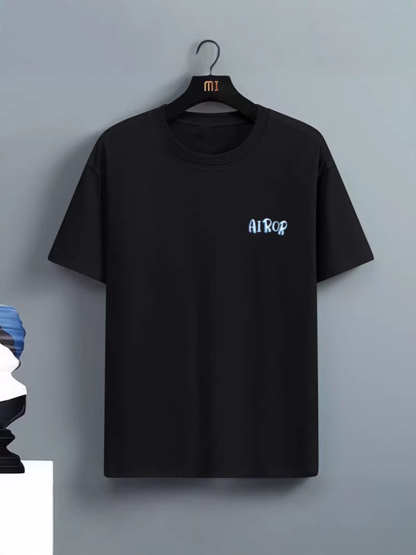 Unisex T-shirt με κοντό μανίκι, εκτύπωση γραμμάτων, άνετη εφαρμογή, καλοκαιρινό πολυεστέρα