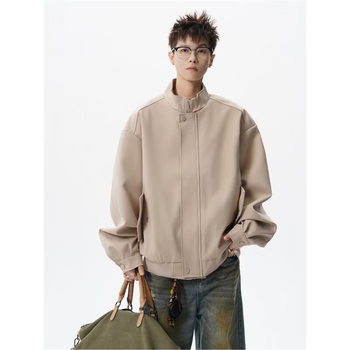 Αμερικανικού στυλ flight jacket εργασίας για άνδρες και εφήβους, άνοιξη και φθινόπωρο, υψηλής ποιότητας, δροσερό και κομψό, με stand collar και μπεϊζμπολ-εμπνευσμένο σχέδιο Cleanfit