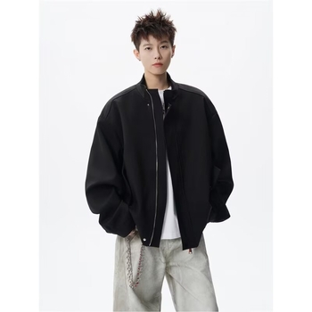 Αμερικανικού στυλ flight jacket εργασίας για άνδρες και εφήβους, άνοιξη και φθινόπωρο, υψηλής ποιότητας, δροσερό και κομψό, με stand collar και μπεϊζμπολ-εμπνευσμένο σχέδιο Cleanfit