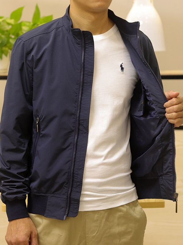 Ανδρικό bomber ελαφρύ, αντιανεμικό, με σταθερό γιακά, στενή γραμμή, κατάλληλο για άνοιξη-φθινόπωρο, casual
