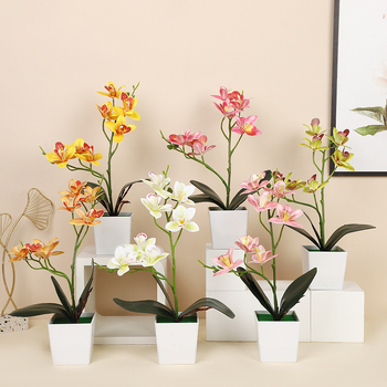 Τεχνητή ορχιδέα Phalaenopsis σε γλάστρα, ρεαλιστικό μπονσάι διακοσμητικό για το σαλόνι