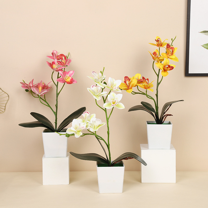 Τεχνητή ορχιδέα Phalaenopsis σε γλάστρα, ρεαλιστικό μπονσάι διακοσμητικό για το σαλόνι